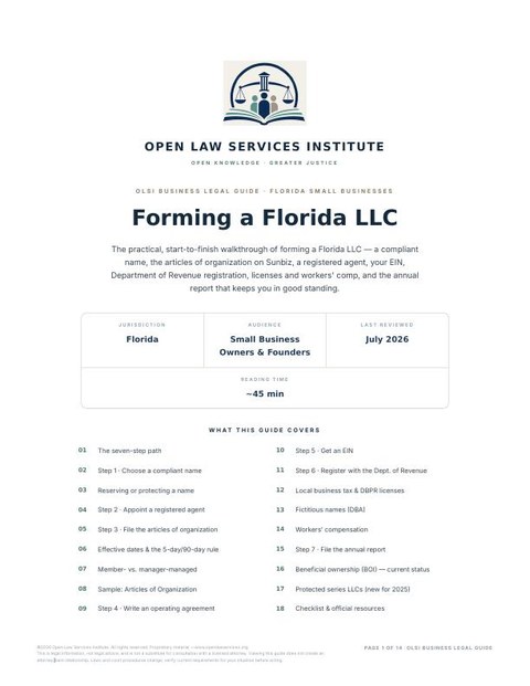 Cover of Forming a Florida LLC