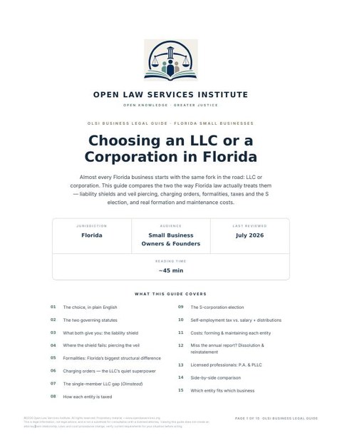 Cover of Choosing an LLC vs. a Corporation